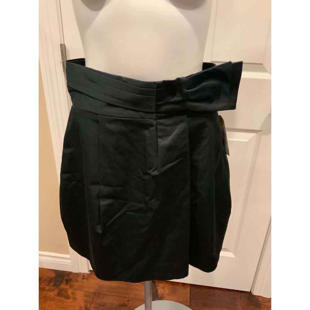 BCBG Max Azria Black Pleated A-Line Skirt Bow At Waist, Size 4